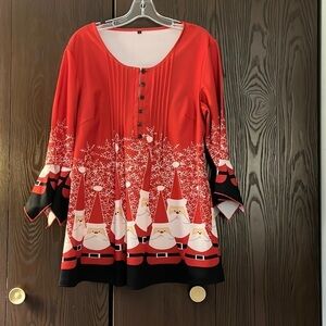 NB polyester blend Santa blouse. Looks silky. Size Large.